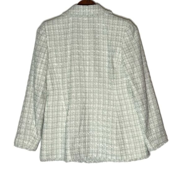 Ann Taylor Sage Fringe Tweed Double Breasted Blazer Jacket - Picture 3 of 6